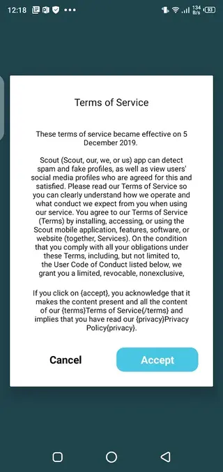 Screenshot of Scout App