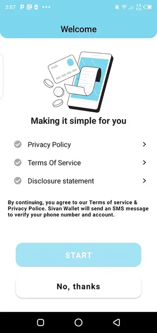 Screenshot of Sivan Wallet