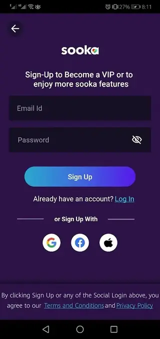 Screenhot of Sooka Live App