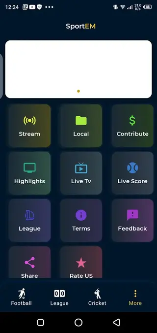 Screenshot of SportEM App