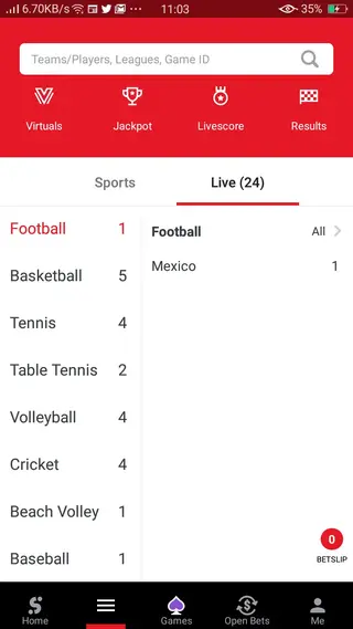 Screenshot of SportyBet Download