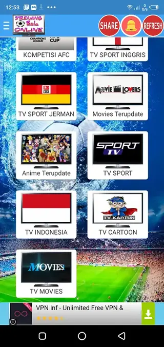 Screenshot of Streaming Bola Online