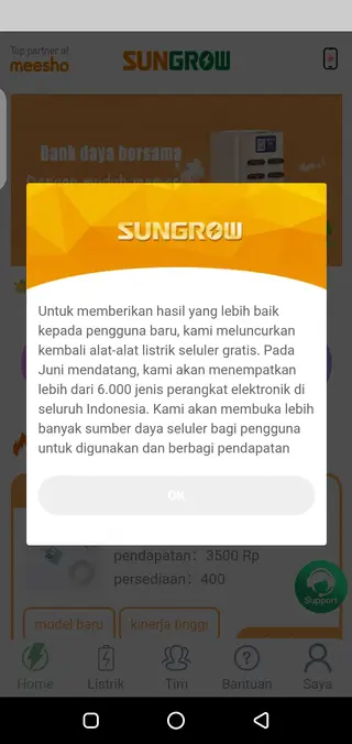 Screenshot of SUNGROW App