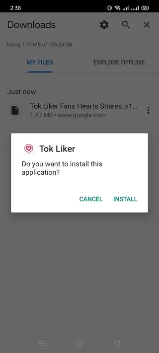 Screenshot of Tok Liker Apk