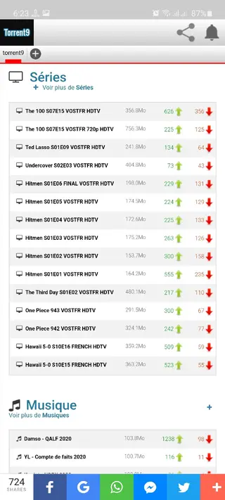 Screenshot of Torrent9 App