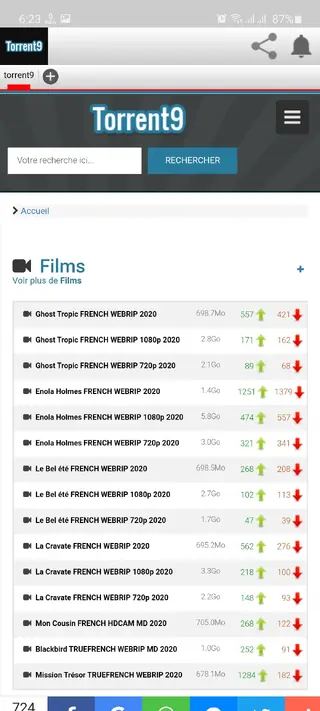 Screenshot of Torrent9 Apk