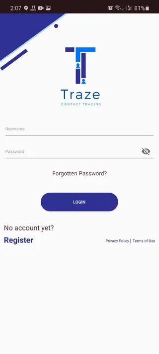 Screenshot of Traze App