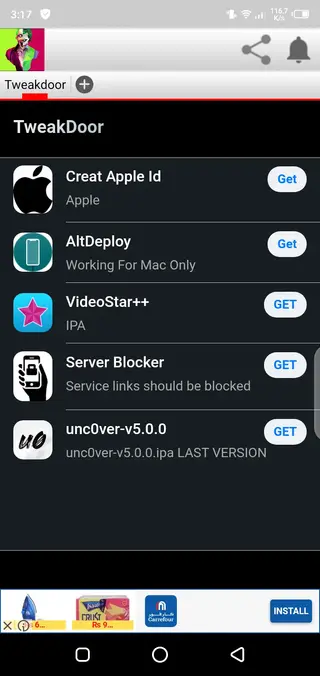 Screenshot of TweakDoor App