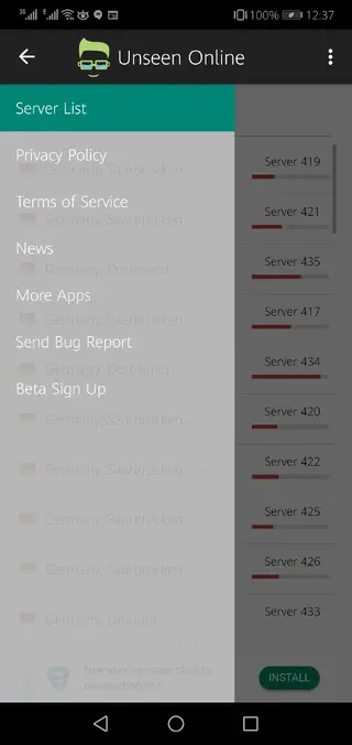 Screenshot of Unseen Online VPN