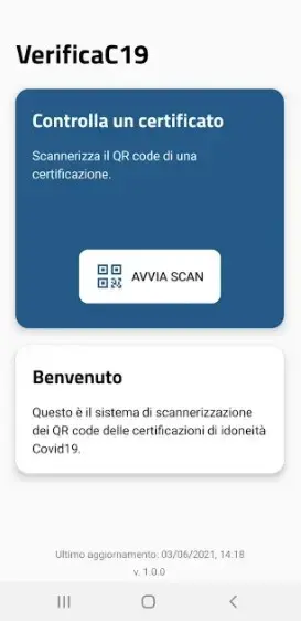 Screenshot of VerificaC19 Android