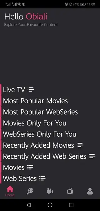 Screenshot of VS TV Android
