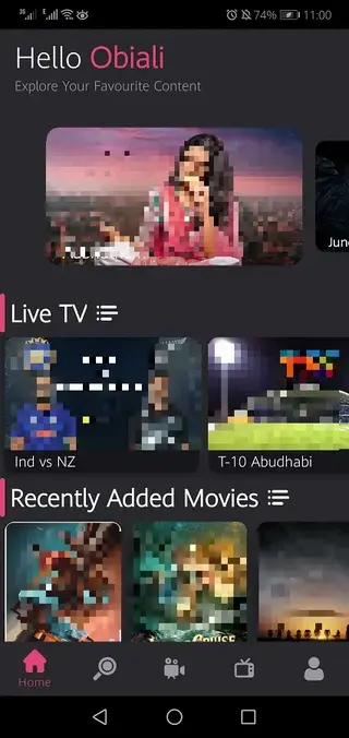 Screenshot of VS TV App