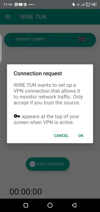 Screenshot of Wire Tun VPN Apk