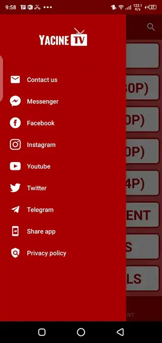 Screenshot of Yacine TV Android