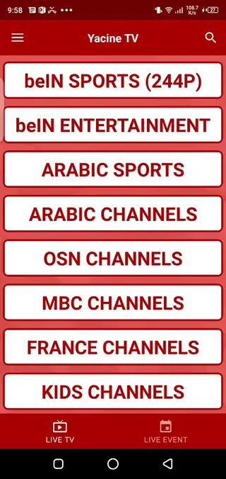 Screenshot of Yacine TV Download