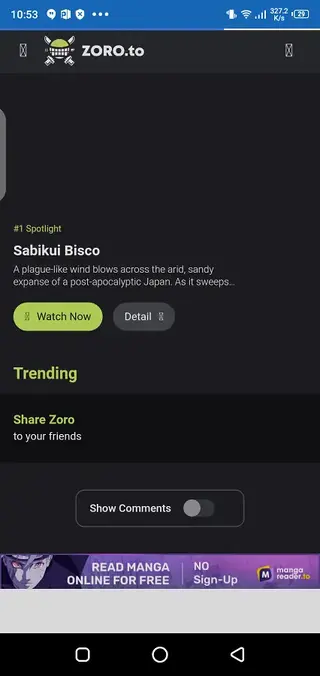 Screenshot of Zoro.to App
