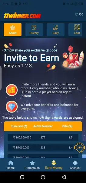 Screenshot of 11 Winner Game App