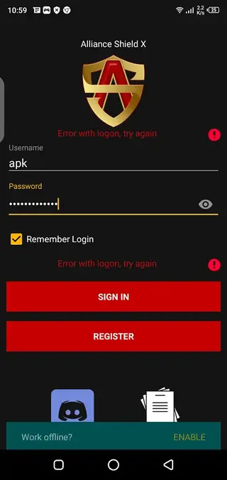 Screenshot of Alliance Shield X App
