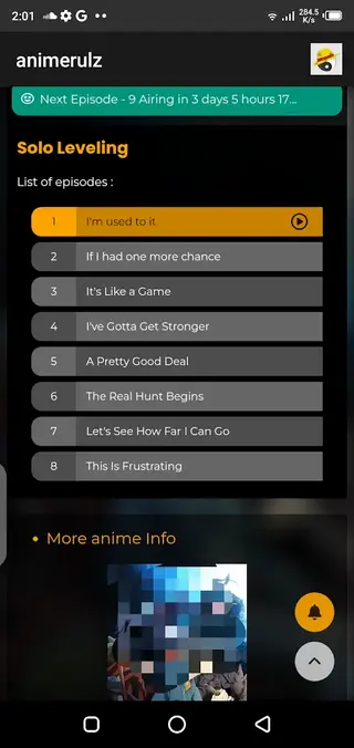 Screenshot of Animerulz Solo Leveling Watch