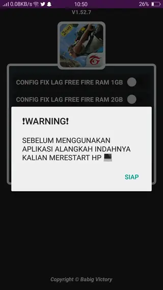 Screenshot of APK CONFIG FF baju