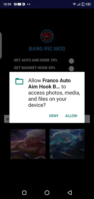 Screenshot of Auto Aim Hook Franco