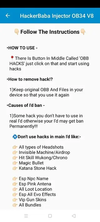Screenshot of Baba Injector App