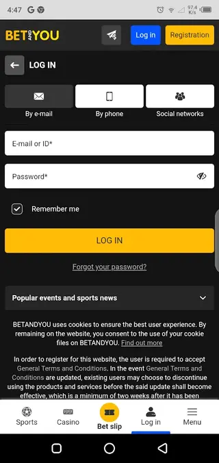 Screenshot of Betandyou App Apk