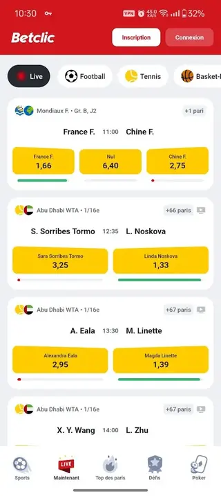 Screenshot of Betclic Ci App