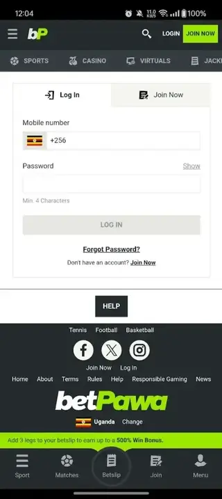 Screenshot of Betpawa Benin App