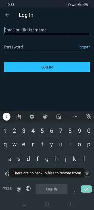 Screenshot of Blue Kik App