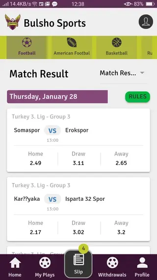 Screenshot of Bulsho Sports 2021