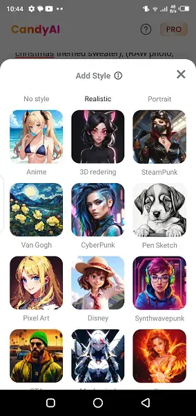 Screenshot of Candy AI App