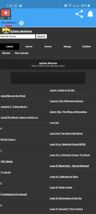 Screenshot of Chia-Anime.TV