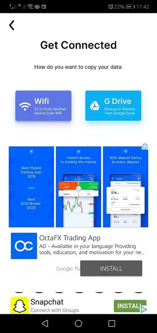 Screenshot of Copy My Data App