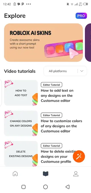 Screenshot of Customuse App