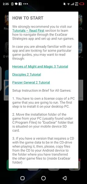Screenshot of ExaGear Strategies