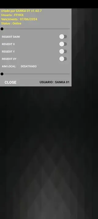 Screenshot of FFH4X Regedit App