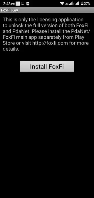 Screenshot of FoxFi Key App