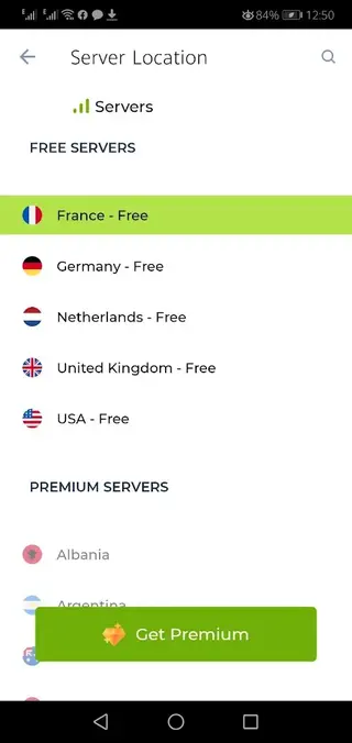 Screenshot Of Free VPN Planet App