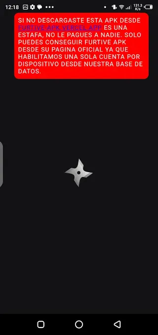 Screenshot of Furtive App