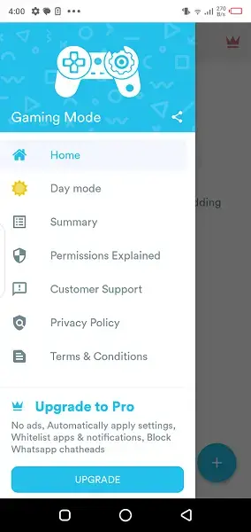 Screenshot of Game Mode App