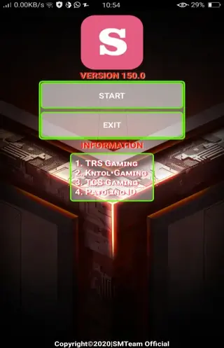 Screenshot of GG Smteam App