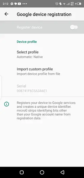 Screenshot of GmsCore Android