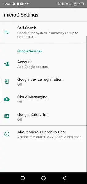 Screenshot of GmsCore