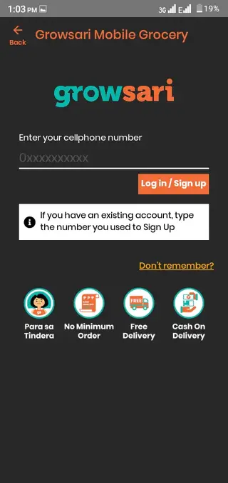 Screenshot of Growsari App