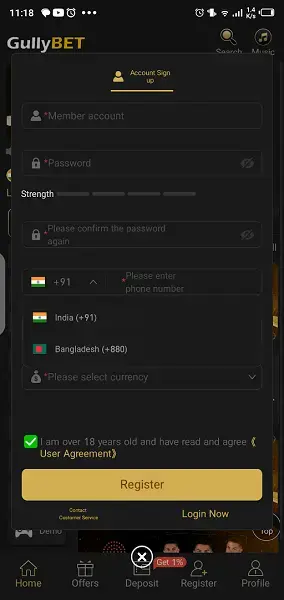 Screenshot of Gully Bet Android