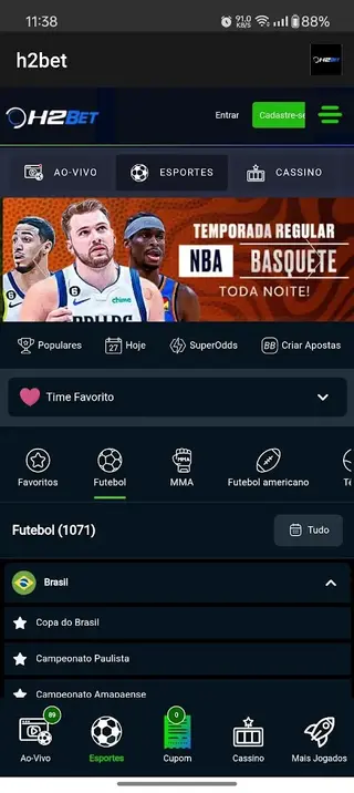 Screenshot of H2Bet Android