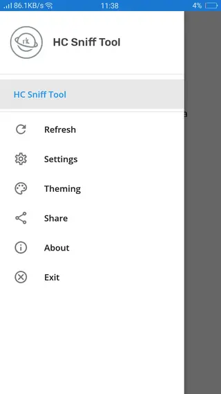 Screenshot of HC Sniff Tool App