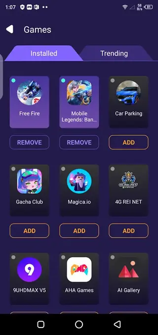 Screenshot of Jack Game Booster Apk