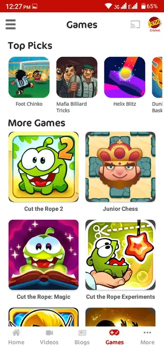 Screenshot of Jazz Cricket App
